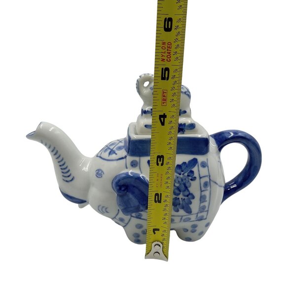Elephant Teapot Blue & White Decorative Ceramic Decor Not for Food or Drink - Picture 6 of 12